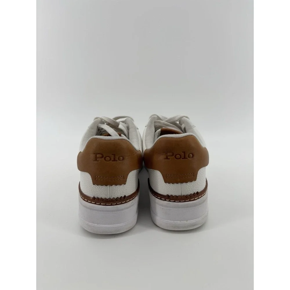 Polo Ralph Lauren Masters Court Leather Sneaker Deckwash White/Tan Men's US 8